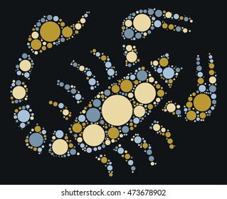 Scorpio shape vector design by color point
