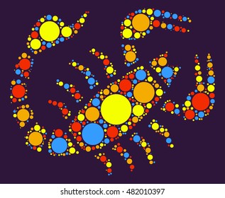 Scorpio shape vector design by color point