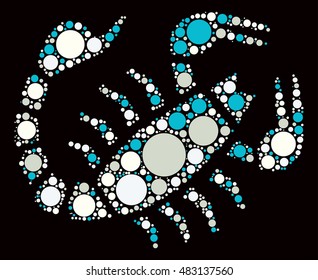 Scorpio shape vector design by color point