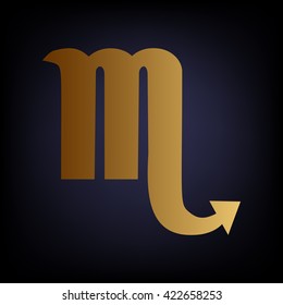 Scorpio sign. Golden style icon