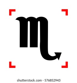 Scorpio sign illustration. Black icon in focus corners on white background. Isolated.