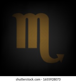 Scorpio sign illustration. Icon as grid of small orange light bulb in darkness. Illustration.