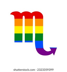 Scorpio sign illustration. Rainbow gay LGBT rights colored Icon at white Background. Illustration.