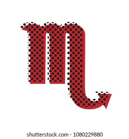 Scorpio sign illustration. Vector. Brown icon with shifted black circle pattern as duplicate at white background. Isolated.