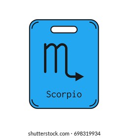 Scorpio. Sign of the zodiac. Flat symbol horoscope and predictions. Vector object