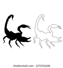 Scorpio  silhouette outline vector icon eps set