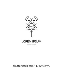 Scorpio. Simple illustration in linear style. Can be used as logo, design template for printing, web sites, posters.