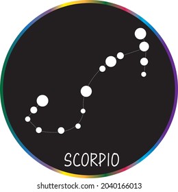 Scorpio Star Map with Black background, horoscope 