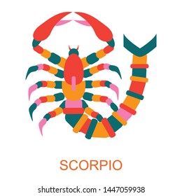 Scorpio star sign with different colors on white background. Vector horoscope zodiac star icon.Vector astrology sign.