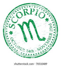 "SCORPIO" Star sign rubber stamp illustration