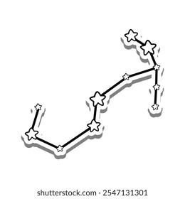Scorpio Stars Line Outline on white silhouette and gray shadow. Hand drawn cartoon style. Vector illustration for decorate and any design.