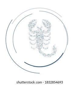 The scorpio symbol filled with dark blue dots. Vector illustration on white background