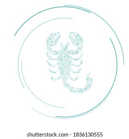 The scorpio symbol filled with teal dots. Vector illustration on white background