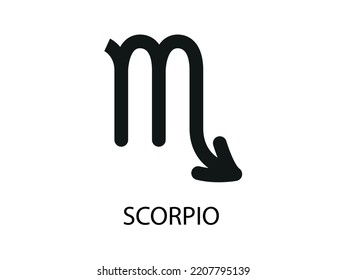 Scorpio Symbol of the Horoscope. Zodiac Sign. Vector illustration of black Astrological signs 
for calendar, horoscope isolated on a background 
