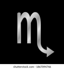 Scorpio symbol on black background. Vector illustration.