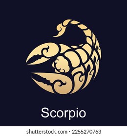 Scorpio symbol of zodiac sign in luxury gold style isolated vector element for illustration