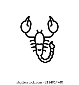 Icono de línea delgada Escorpio. Ilustración vectorial moderna del signo astrológico para el horóscopo.