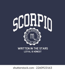 Scorpio Varsity Horoscope Zodiac Sign Graphic