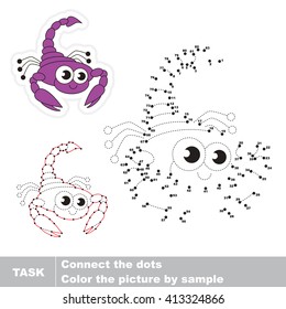 Scorpio in vector to be traced by numbers. Vector visual game for children.