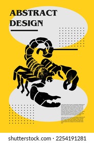 Scorpio. Vector poster with insects. Engraving illustrations and typography. Background images for cover, banner