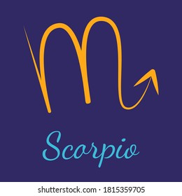 Scorpio vector zodiac icon. Astrological signs with name. Graphic element for print designs - calendar, poster, sky map, sticker 