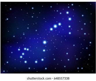 scorpio vector Zodiac sign bright stars in cosmos. blue and black background
