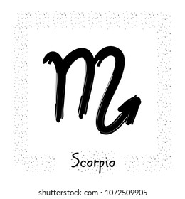 scorpio vector zodiac sign, hand drawn with ink brush. Vector illustration