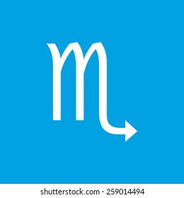 Scorpio web white icon isolated on a blue background. Vector symbol