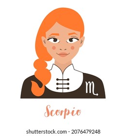 Scorpio woman horoscope sign. Zodiac sign. Vector illustration