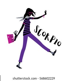 Scorpio woman horoscope. vector illustration.