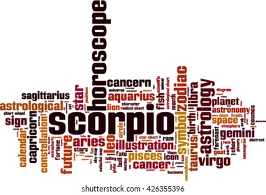 Scorpio word cloud concept. Vector illustration