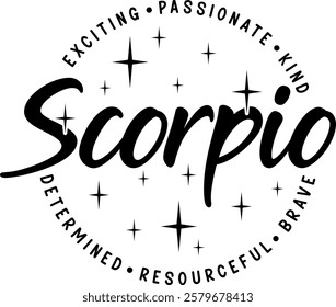 scorpio zodiac astrology star sign graphic design quote