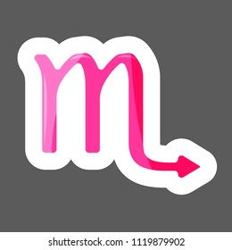 Scorpio zodiac colored sticker sign. Astrological symbol icon. Vector icon scorpio. Layers grouped for easy editing illustration.  For your design.
