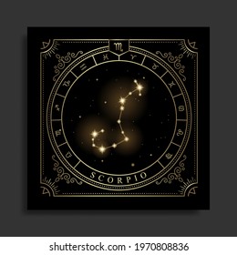 Scorpio zodiac constellation symbol with modern, esoteric and boho styles. Fit for paranormal, tarot readers and astrologers