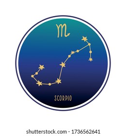 Scorpio. Zodiac constellation scorpio. Vector color illustration. Scorpio constellation and sign