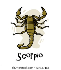 Scorpio Zodiac, a hand drawn vector cartoon illustration of Scorpio zodiac, The Scorpion.