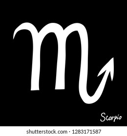 Scorpio zodiac horoscope hand drawing sign for mystic  occult  palmistry and witchcraft alchemy. Vector. 