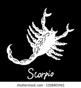 Scorpio zodiac horoscope hand drawing sign for mystic  occult  palmistry and witchcraft alchemy. Vector. 