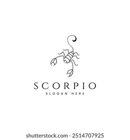 logo do zodíaco de scorpio no estilo de design de arte linear