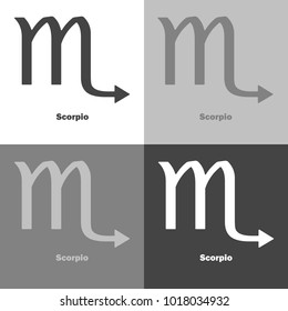 Scorpio zodiac set sign. Astrological symbol icon. Vector icon on white-grey-black color 