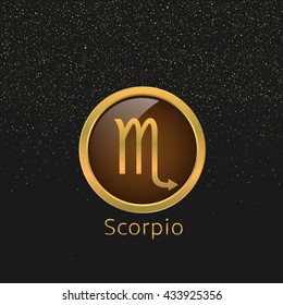 Scorpio Zodiac sign. Scorpio abstract symbol. Scorpio golden icon. Scorpion astrology symbol