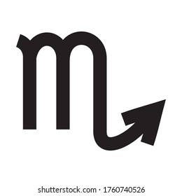 Scorpio. Zodiac sign. Astrological calendar. Zodiacal black and white vector horoscope. Line symbol