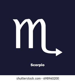 Scorpio zodiac sign. Astrological symbol icon. Vector icon on dark blue background.