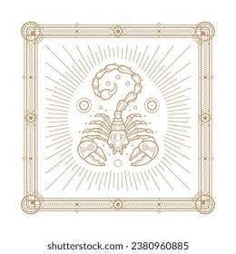 Scorpio zodiac sign and astrology symbol, element. Modern outline vector illustration. White background
