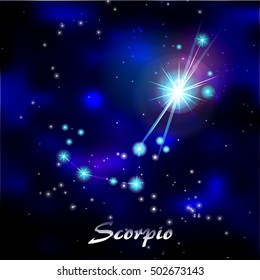 Scorpio  Zodiac Sign of the Beautiful Bright Stars Illustration