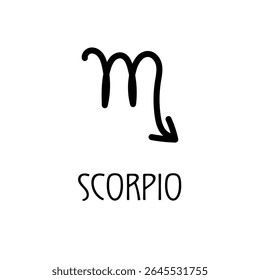 Scorpio zodiac sign black icon with curved arrow