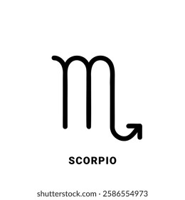 Scorpio zodiac sign, black symbol, single vector design element