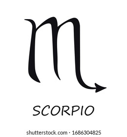 Scorpio zodiac sign black vector illustration. Celestial scorpion esoteric silhouette symbol. Astrological constellation. Horoscope monthly prediction calendar element. Isolated glyph icon