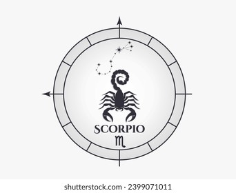 scorpio zodiac sign and constellation. astrology and horoscope symbol. isolated vector image