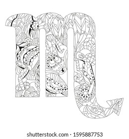 Scorpio zodiac sign cute cartoon character retro zentangle stylized in vector for coloring